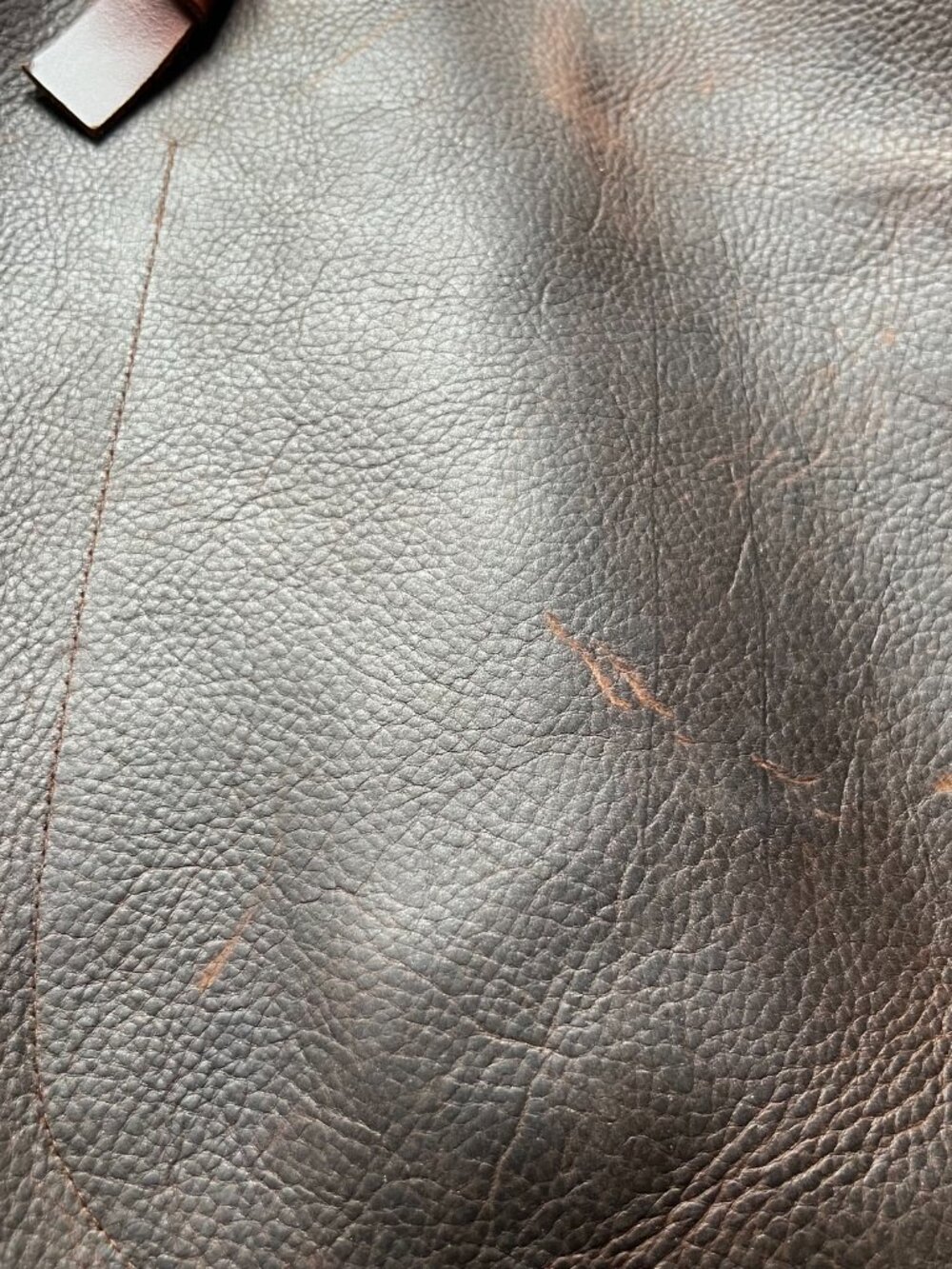 Milestone leather tote bag brown knot knotted top handles rectangular open - Picture 3 of 7